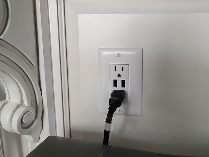 Electrical receptacle with (2) USB ports that we installed for a client in Greenville, SC.